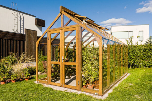 Oiled wooden greenhouse