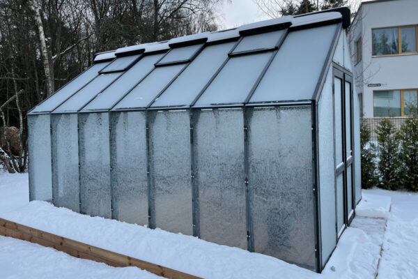 Wooden greenhouse winter